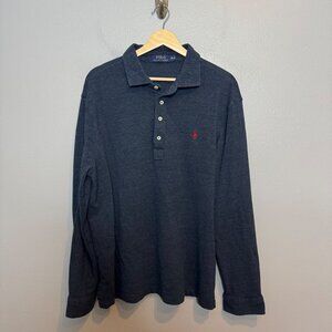 POLO RALPH LAUREN heather blue long sleeve polo shirt size XXL